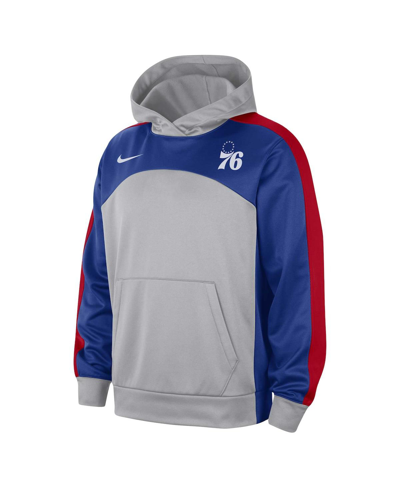 Shop Nike Men's  Gray, Royal Philadelphia 76ers Authentic Starting Five Force Performance Pullover Hoodie In Gray,royal