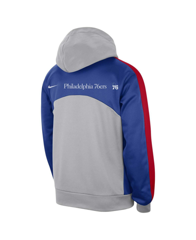 Shop Nike Men's  Gray, Royal Philadelphia 76ers Authentic Starting Five Force Performance Pullover Hoodie In Gray,royal