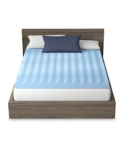 Vibe 4 Wave Convoluted Gel Memory Foam Mattress Topper In Blue