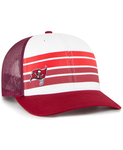 Shop 47 Brand Big Boys And Girls ' White, Red Tampa Bay Buccaneers Cove Trucker Snapback Hat In White,red
