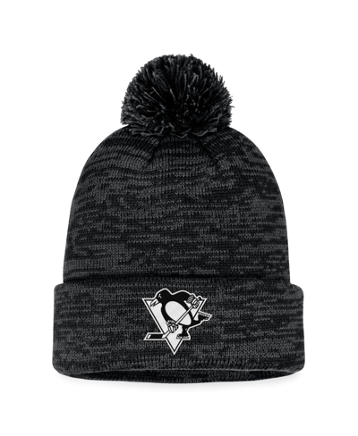 Shop Fanatics Men's  Black Pittsburgh Penguins Fundamental Cuffed Knit Hat With Pom