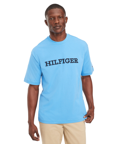 Shop Tommy Hilfiger Men's Relaxed-fit Embroidered Logo T-shirt In Blue Spell