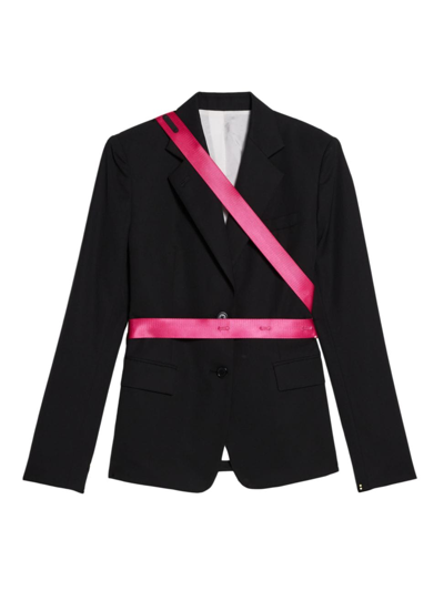Shop Helmut Lang Men's Seatbelt Blazer In Black Fuchsia