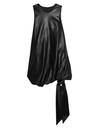 Shop Helmut Lang Women's Leather Blouson & Tie-hem Sleeveless Minidress In Black