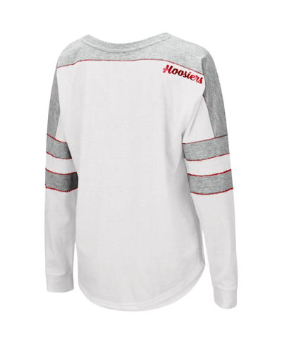 Shop Colosseum Women's  White Indiana Hoosiers Trey Dolman Long Sleeve T-shirt