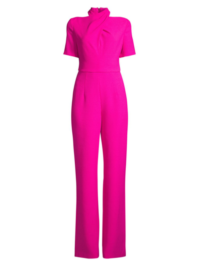 Shop Black Halo Women's Mercer Halterneck Wide-leg Jumpsuit In Vibrant Pink