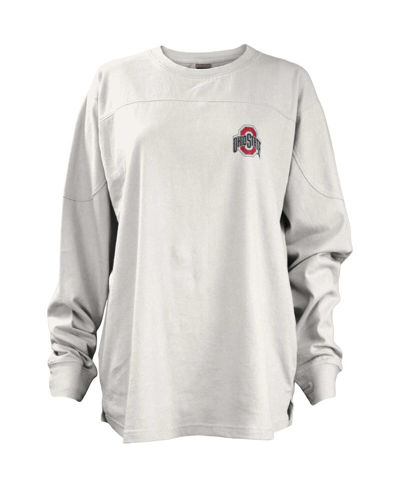 Shop Pressbox Women's  White Ohio State Buckeyes Pennant Stack Oversized Long Sleeve T-shirt