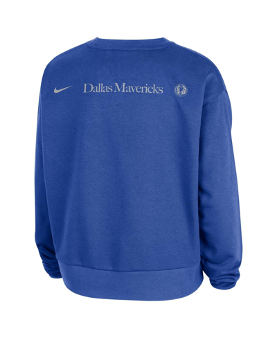 Shop Nike Women's  Blue Dallas Mavericks Standard Issue Courtside Performance Pullover Sweatshirt