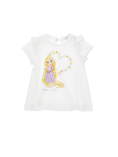 Shop Monnalisa Rapunzel Jersey Maxi T-shirt In White