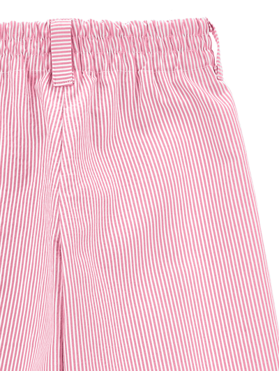 Shop Monnalisa Oversized Striped Fabric Trousers In White + Rosa Fairytale