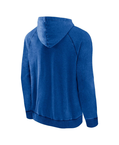 Fanatics Men's  Heather Blue Distressed Detroit Pistons Foul Trouble Snow Wash Raglan Pullover Hoodie In Heather Blue