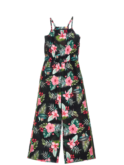 Monnalisa Jungle Print Jumpsuit In Black