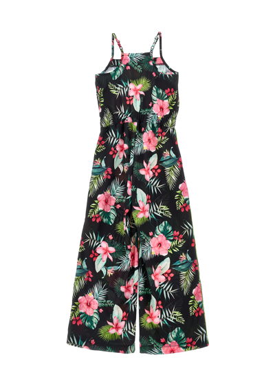Monnalisa Jungle Print Jumpsuit In Black