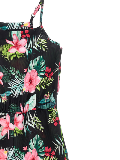 Monnalisa Jungle Print Jumpsuit In Black