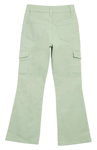 Shop Ymi Kids' Stretch Cotton Twill Cargo Pants In Smoke Green