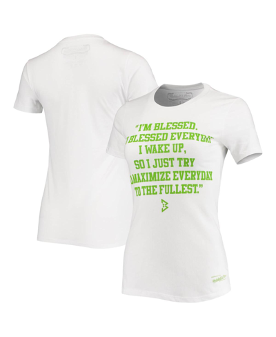 Shop Mitchell & Ness Women's  White Beast Mode I'm Blessed T-shirt