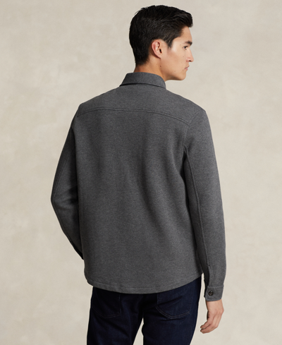 Shop Polo Ralph Lauren Men's Double-knit Mesh Overshirt In Stadium Grey Heather