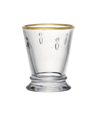 Shop La Rochere Gold Rimmed Napoleon Bee 10 Oz. Tumbler, Set Of 4 In Clear With Gold Toned Rim