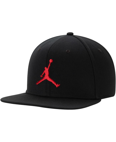 Shop Jordan Men's  Black Jumpman Pro Logo Snapback Adjustable Hat