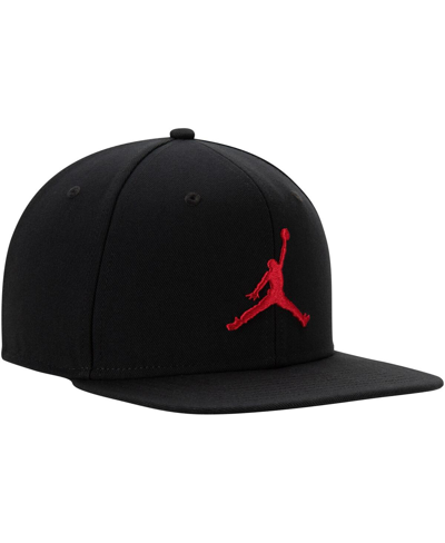 Shop Jordan Men's  Black Jumpman Pro Logo Snapback Adjustable Hat