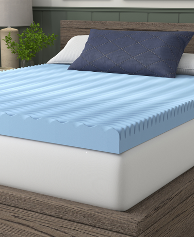 Vibe 4" Wave Convoluted Gel Memory Foam Mattress Topper, California King In Blue
