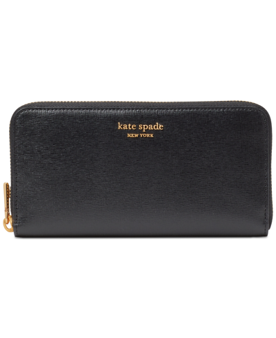 Shop Kate Spade Morgan Saffiano Leather Zip Around Wallet In Black