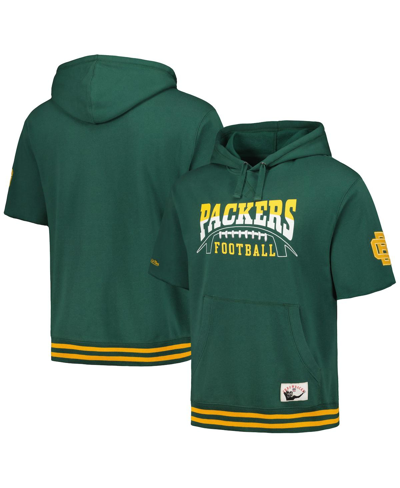 Mitchell & Ness Men's  Green Green Bay Packers Pre-game Short Sleeve Pullover Hoodie In Green