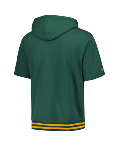 Shop Mitchell & Ness Men's  Green Green Bay Packers Pre-game Short Sleeve Pullover Hoodie