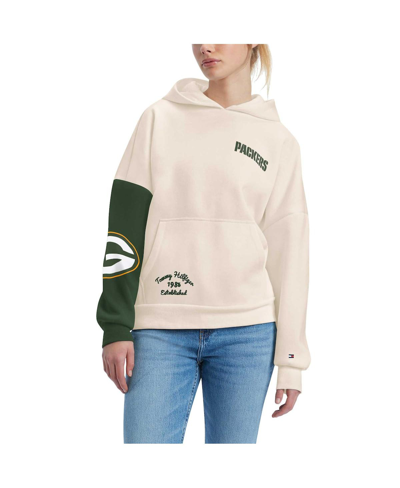 Tommy Hilfiger Women's  Cream, Green Green Bay Packers Harriet Pullover Hoodie In Cream,green