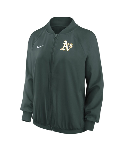 Shop Nike Women's  Green Oakland Athletics Authentic Collection Team Raglan Performance Full-zip Jacket