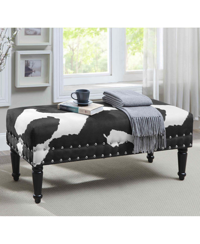 Shop Convenience Concepts 40" Faux Cowhide Bench With Nailheads In Black Faux Cowhide