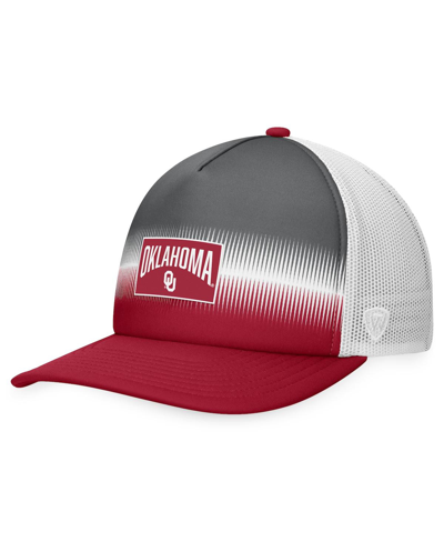 Shop Top Of The World Men's  Crimson, Gray Oklahoma Sooners Daybreak Foam Trucker Adjustable Hat In Crimson,gray