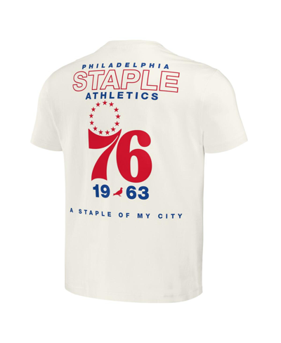Shop Staple Men's Nba X  Cream Distressed Philadelphia 76ers Home Team T-shirt