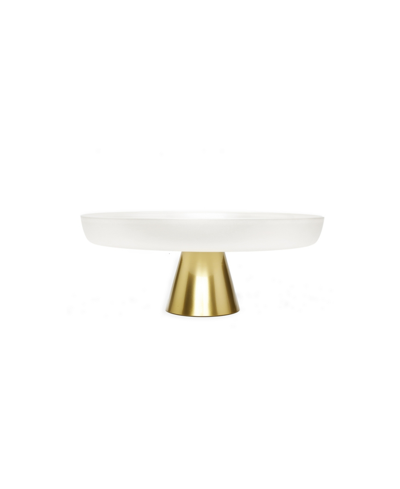 Shop Classic Touch White Glass Cake Plate On Stem, 13.5" D In Gold