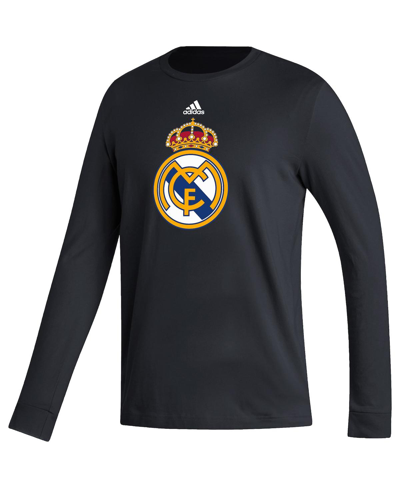 Shop Adidas Originals Men's Adidas Black Real Madrid Vertical Wordmark Long Sleeve T-shirt