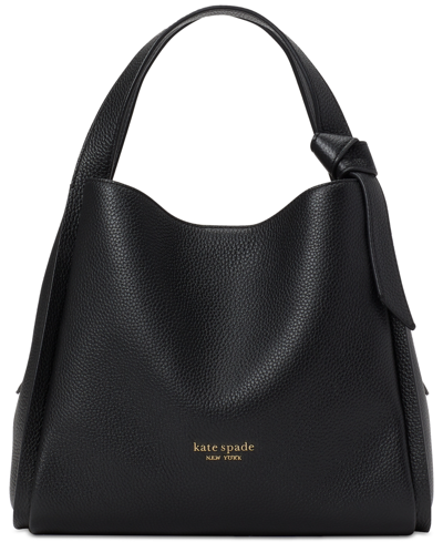 Shop Kate Spade Knott Pebbled Leather Crossbody Tote In Black