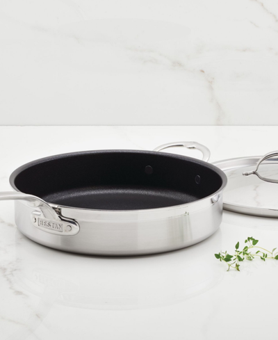 Hestan Probond Clad Stainless Steel With Titum Nonstick 5-quart Covered Saute Pan With Helper Handle In Stainless Steel