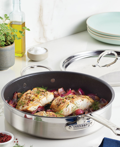 Hestan Probond Clad Stainless Steel With Titum Nonstick 5-quart Covered Saute Pan With Helper Handle In Stainless Steel