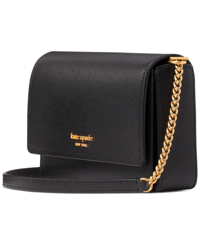 Shop Kate Spade Morgan Saffiano Leather Flap Chain Wallet In Black