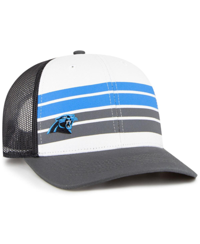 Shop 47 Brand Big Boys And Girls ' White, Charcoal Carolina Panthers Cove Trucker Snapback Hat In White,charcoal