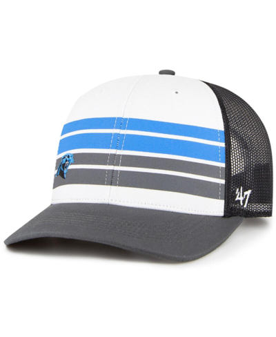 Shop 47 Brand Big Boys And Girls ' White, Charcoal Carolina Panthers Cove Trucker Snapback Hat In White,charcoal