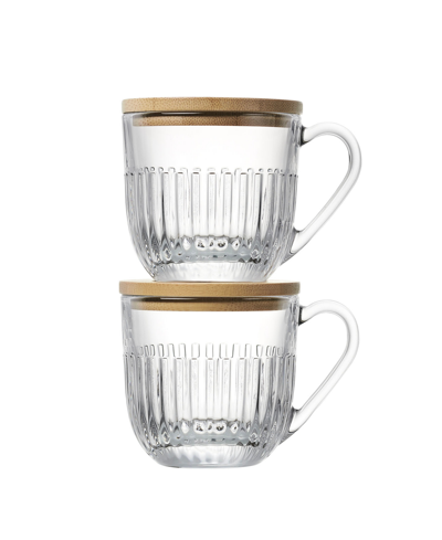 Shop La Rochere Quessant 9 Oz. Covered Latte Mug, Set Of 2 In Clear With Bamboo Lid
