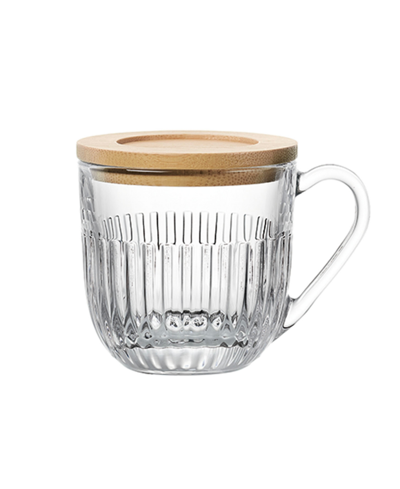 La Rochere Quessant 9 Oz. Covered Latte Mug, Set Of 2 In Clear With Bamboo Lid