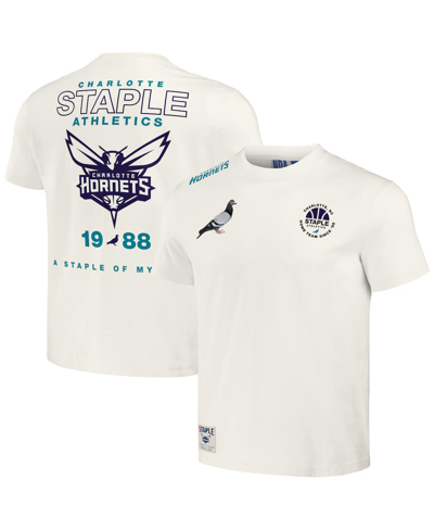 Shop Staple Men's Nba X  Cream Distressed Charlotte Hornets Home Team T-shirt