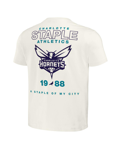 Shop Staple Men's Nba X  Cream Distressed Charlotte Hornets Home Team T-shirt