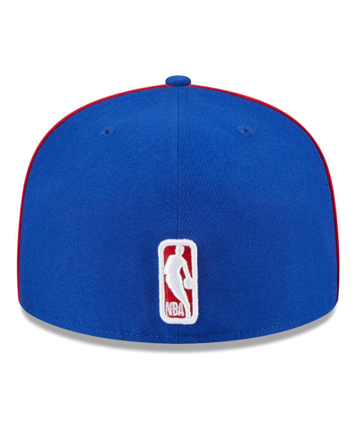 New Era Men's  Royal Philadelphia 76ers Piped And Flocked 59fifty Fitted Hat In Royal