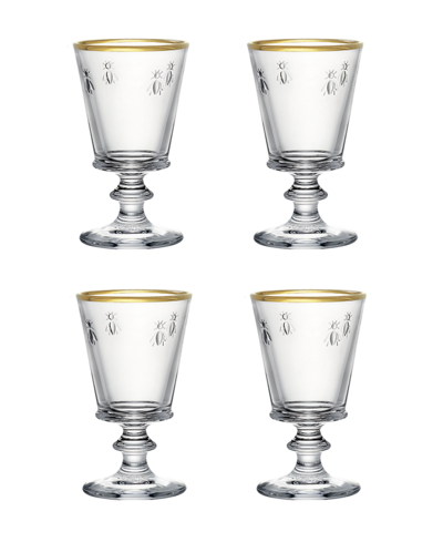 Shop La Rochere Gold Rimmed Napoleon Bee 9 Oz. Wine Glass, Set Of 4 In Clear With Gold Toned Rim