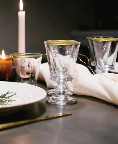 La Rochere Gold Rimmed Napoleon Bee 9 Oz. Wine Glass, Set Of 4 In Clear With Gold Toned Rim