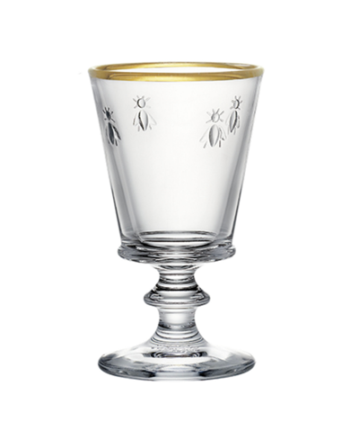 Shop La Rochere Gold Rimmed Napoleon Bee 9 Oz. Wine Glass, Set Of 4 In Clear With Gold Toned Rim