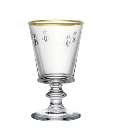 La Rochere Gold Rimmed Napoleon Bee 9 Oz. Wine Glass, Set Of 4 In Clear With Gold Toned Rim